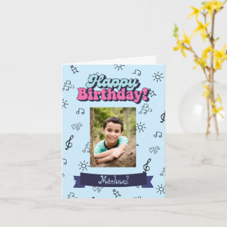 Happy Birthday Custom Blue Photo  Card