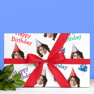 Happy Birthday Custom Face Photo  Wrapping Paper
