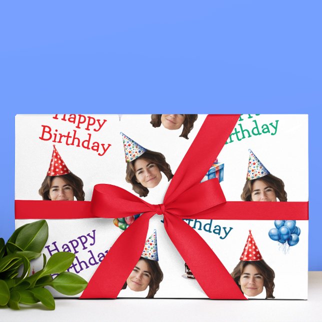 Happy Birthday Custom Face Photo  Wrapping Paper (Creator Uploaded)