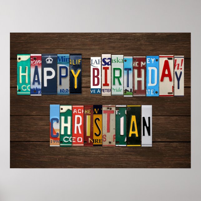 Happy Birthday Custom License Plate Lettering Sign (Front)