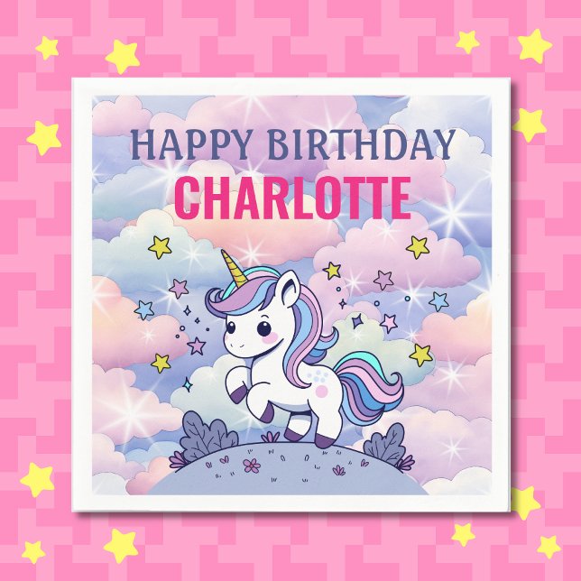 Happy Birthday Custom Magical Unicorn Napkin (Creator Uploaded)