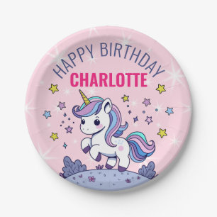 Happy Birthday Custom Magical Unicorn Paper Plate
