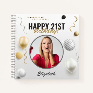 Happy Birthday Custom Modern Photo Gift Notebook