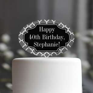 Happy Birthday Custom Name - Over the Hill Black Cake Pick