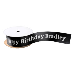 Happy Birthday Custom Name Personalised Satin Ribbon