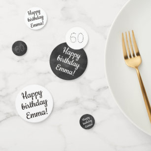 Happy Birthday Custom Personalised Chalkboard Grey Confetti