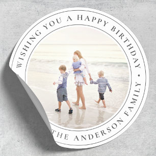 Happy Birthday Custom Photo Classic Round Sticker