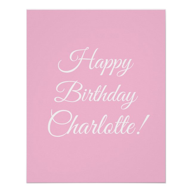 Happy Birthday custom script name text light pink Poster (Front)