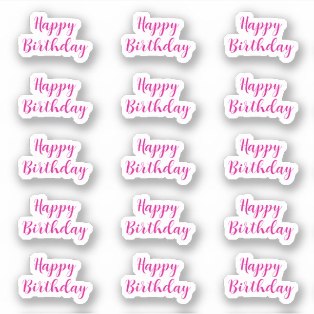 Happy Birthday Custom Text Age Colour Hot Pink 202 (Front)