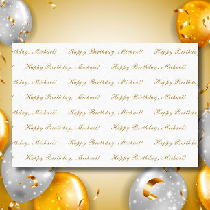 Happy Birthday Custom Text Elegant White Tissue Paper