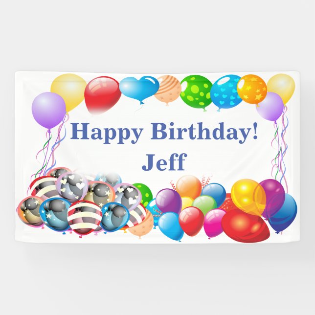 Happy Birthday custom Vinyl Banner, 3' x 5' Banner (Horizontal)