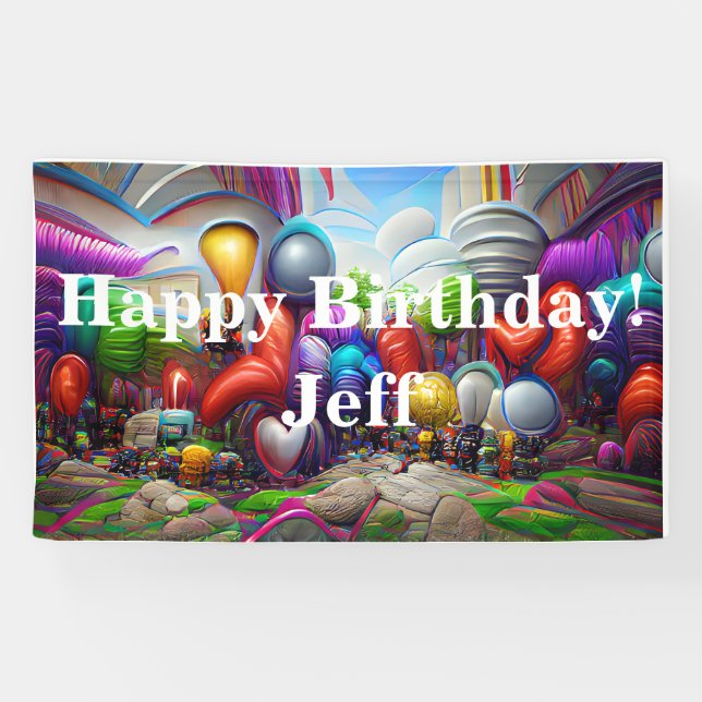 Happy Birthday custom Vinyl Banner, 3' x 5' Banner (Horizontal)