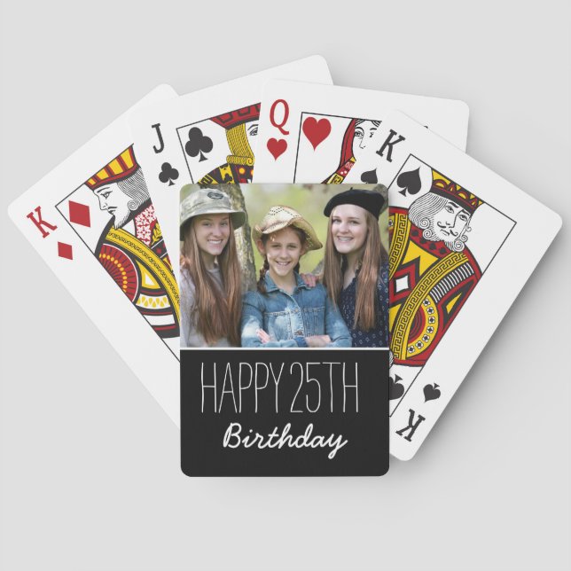 Happy Birthday Custom Year And Photo Personalised Playing Cards (Back)