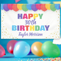 Happy Birthday Custom Year Name Colourful Balloons