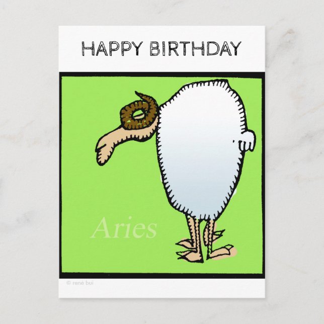 Happy Birthday Custom Zodiac Signs Aries Postcard (Front)