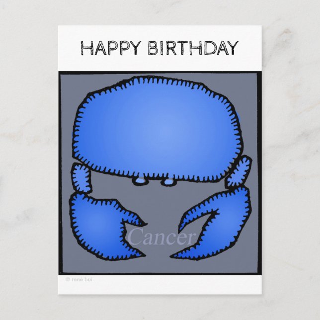 Happy Birthday Custom Zodiac Signs Cancer Postcard (Front)