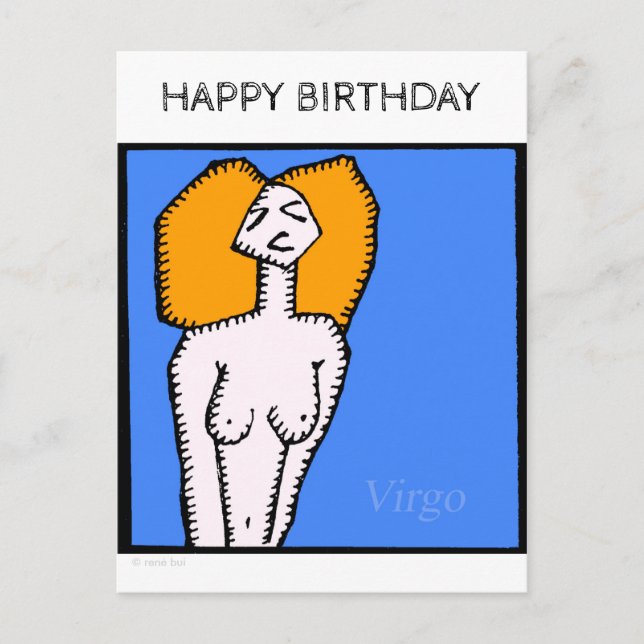 Happy Birthday Custom Zodiac Signs Virgo Postcard (Front)