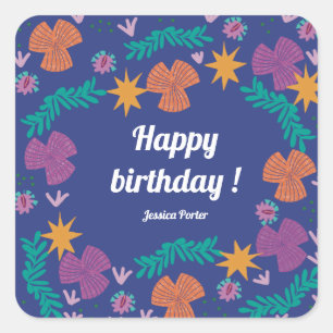 Happy birthday customisable blue modern sticker