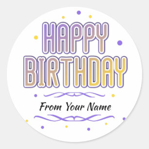 happy birthday customisable classic round sticker