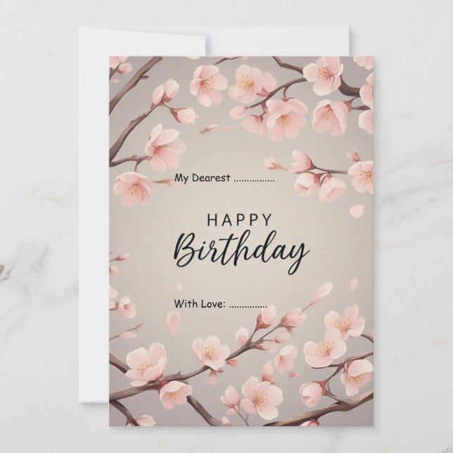 Happy Birthday Customisable Digital Floral Holiday Card (Front)
