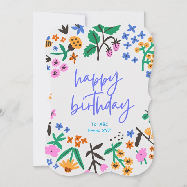 Happy Birthday Customisable Digital Greeting Card (Front)