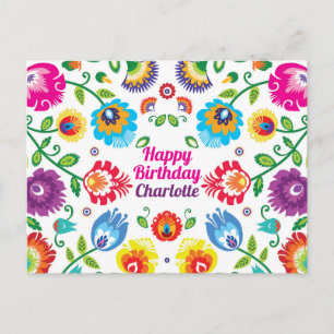 Happy Birthday customisable horizontal folklore Postcard