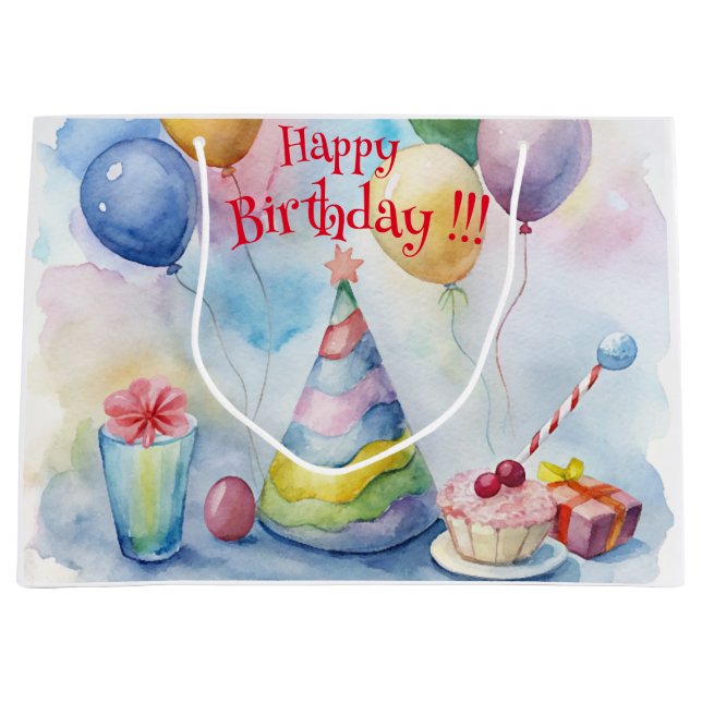Happy Birthday!! Customisable  Large Gift Bag (Front)