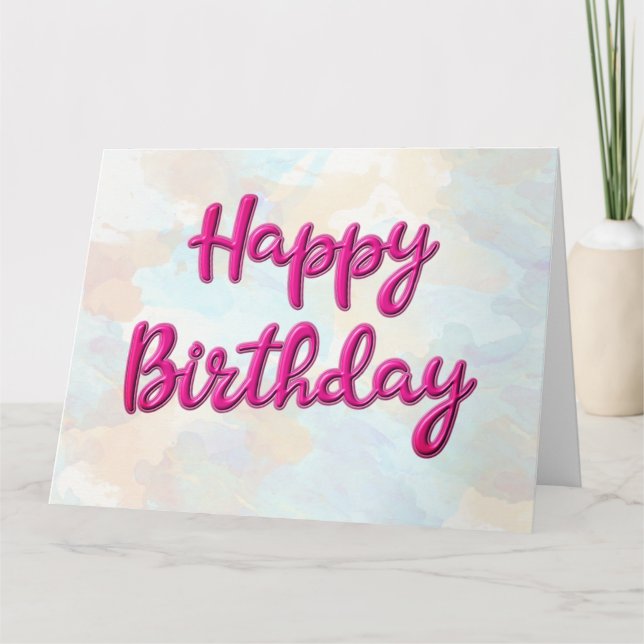 Happy Birthday Customisable Magenta XL Greeting Card (Front)