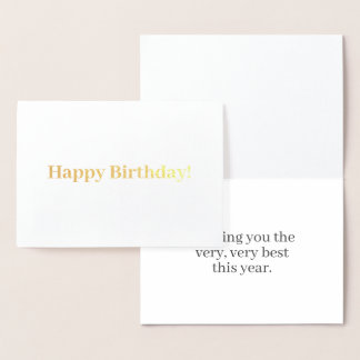 Happy birthday! Customisable message | Gold white Foil Card