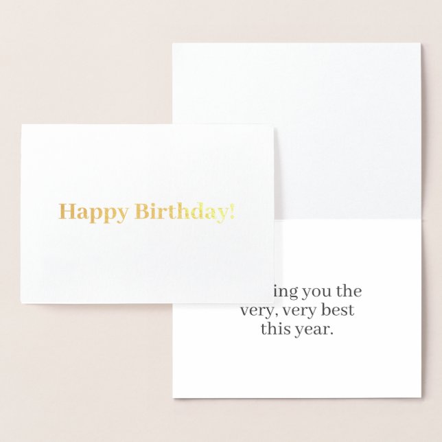 Happy birthday! Customisable message | Gold white Foil Card (Display)