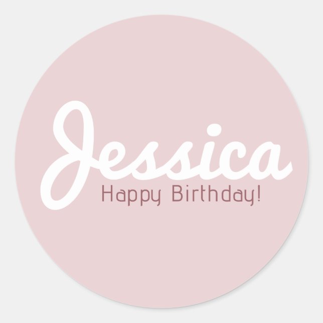 Happy Birthday, Customisable Name | Rose Gold Classic Round Sticker (Front)