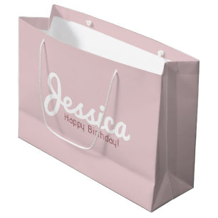 Happy Birthday, Customisable Name   Rose Gold Large Gift Bag