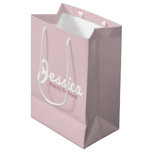 Happy Birthday, Customisable Name   Rose Gold Medium Gift Bag