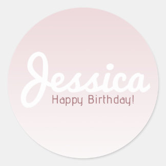 Happy Birthday, Customisable Name | Rose Ombre Classic Round Sticker