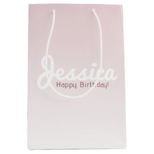 Happy Birthday, Customisable Name   Rose Ombre Medium Gift Bag