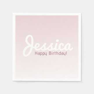 Happy Birthday, Customisable Name | Rose Ombre Napkin
