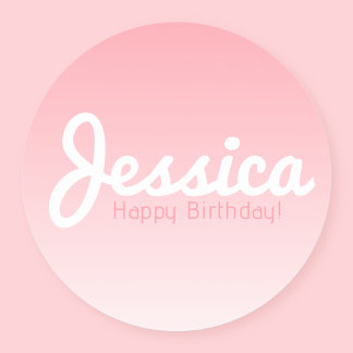 Happy Birthday, Customisable Name | Rose Pink Classic Round Sticker