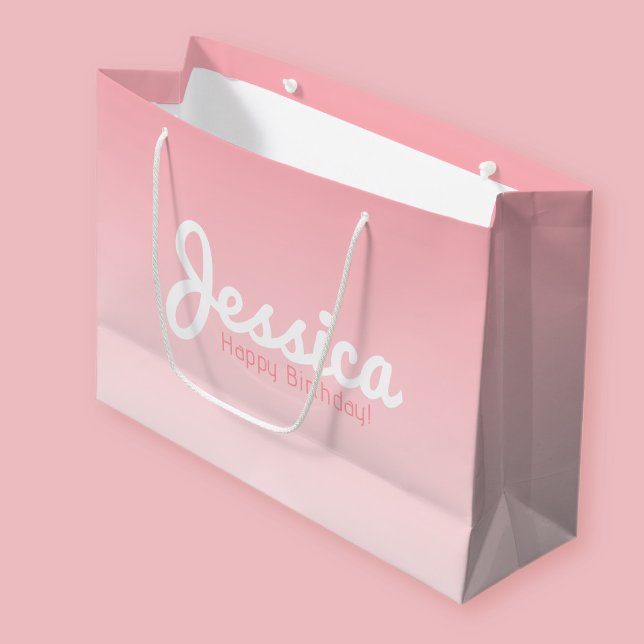Happy Birthday, Customisable Name | Rose Pink Large Gift Bag (Creator Uploaded)