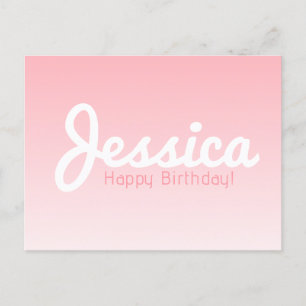 Happy Birthday, Customisable Name   Rose Pink Postcard