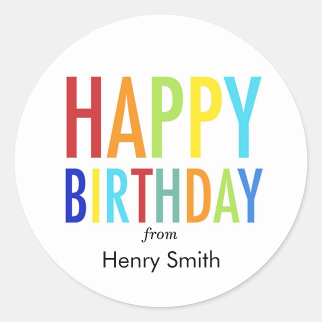 Happy Birthday Customisable Stickers for Gifts (Front)