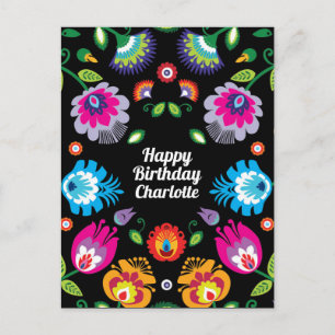 🎁 Happy Birthday customisable vertical folklore Postcard