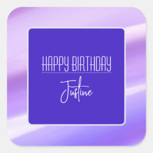 "Happy Birthday" Customizable Purple Sticker