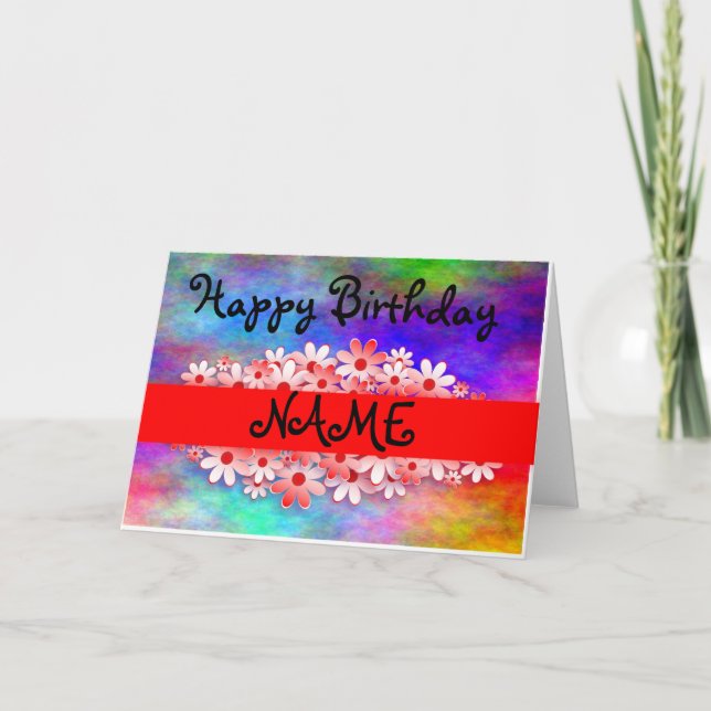 Happy Birthday Customize Name Card (Front)