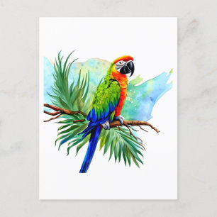 Happy Birthday   Cute AI Generated Macaw Parrot Postcard
