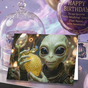 Happy Birthday!  Cute Alien and Crystalline Lemon Card