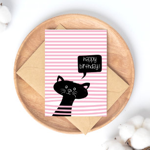 Happy Birthday Cute Black Cat Postcard