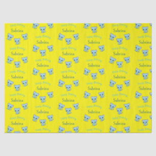 Happy birthday cute bouncy blue kittens yellow tissue paper