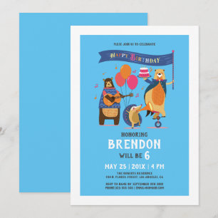 Happy Birthday Cute Cartoon Animals Invitation