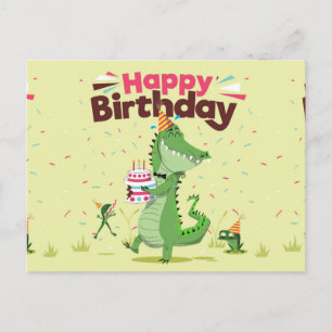 Happy Birthday Cute Cartoon Crocodile Postcard