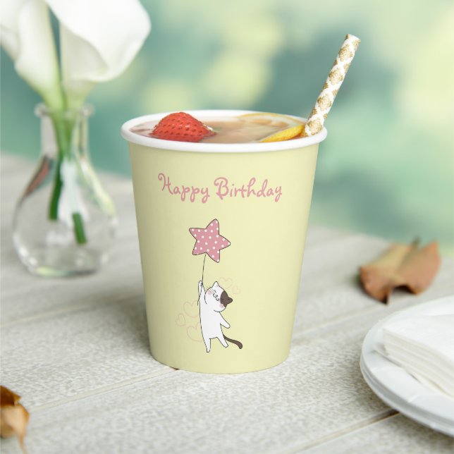 Happy Birthday Cute Cat Paper Cups (Insitu)